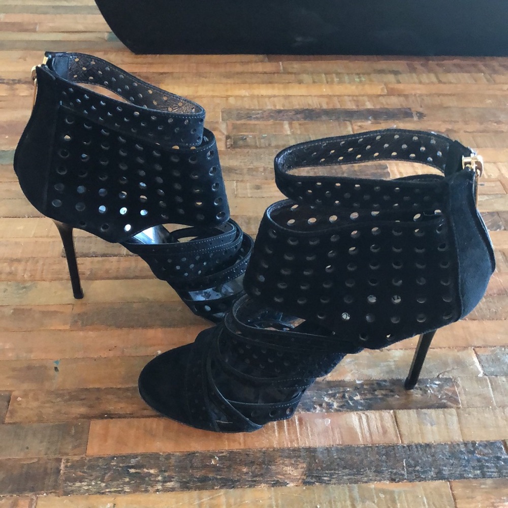 Jimmy choo black suede size 37 100 mm heels
